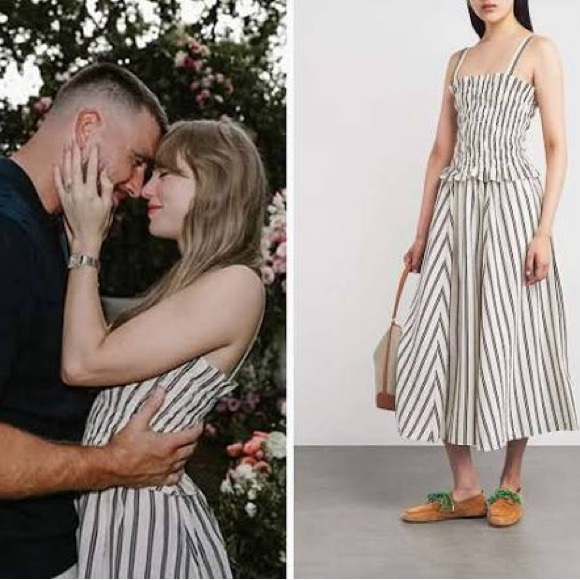 NWT - Taylor Swift Ralph Lauren Striped Silk-Blend Dress - Picture 1 of 12